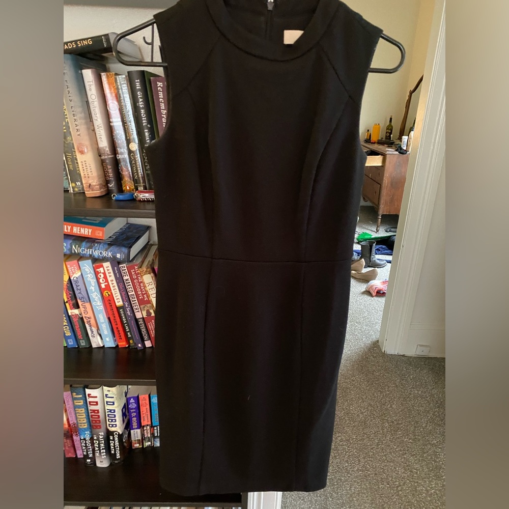 High neck fitted black dress